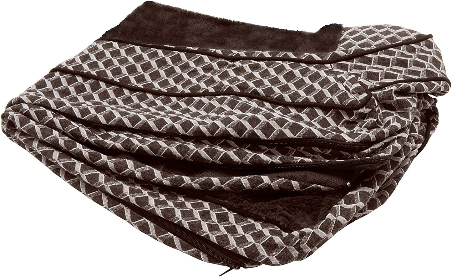 Replacement Pet Bed Cover - Plush Fur and Décor Comfy Couch Washable Dog Bed Cover, Diamond Brown, Jumbo plus (Xx-Large)