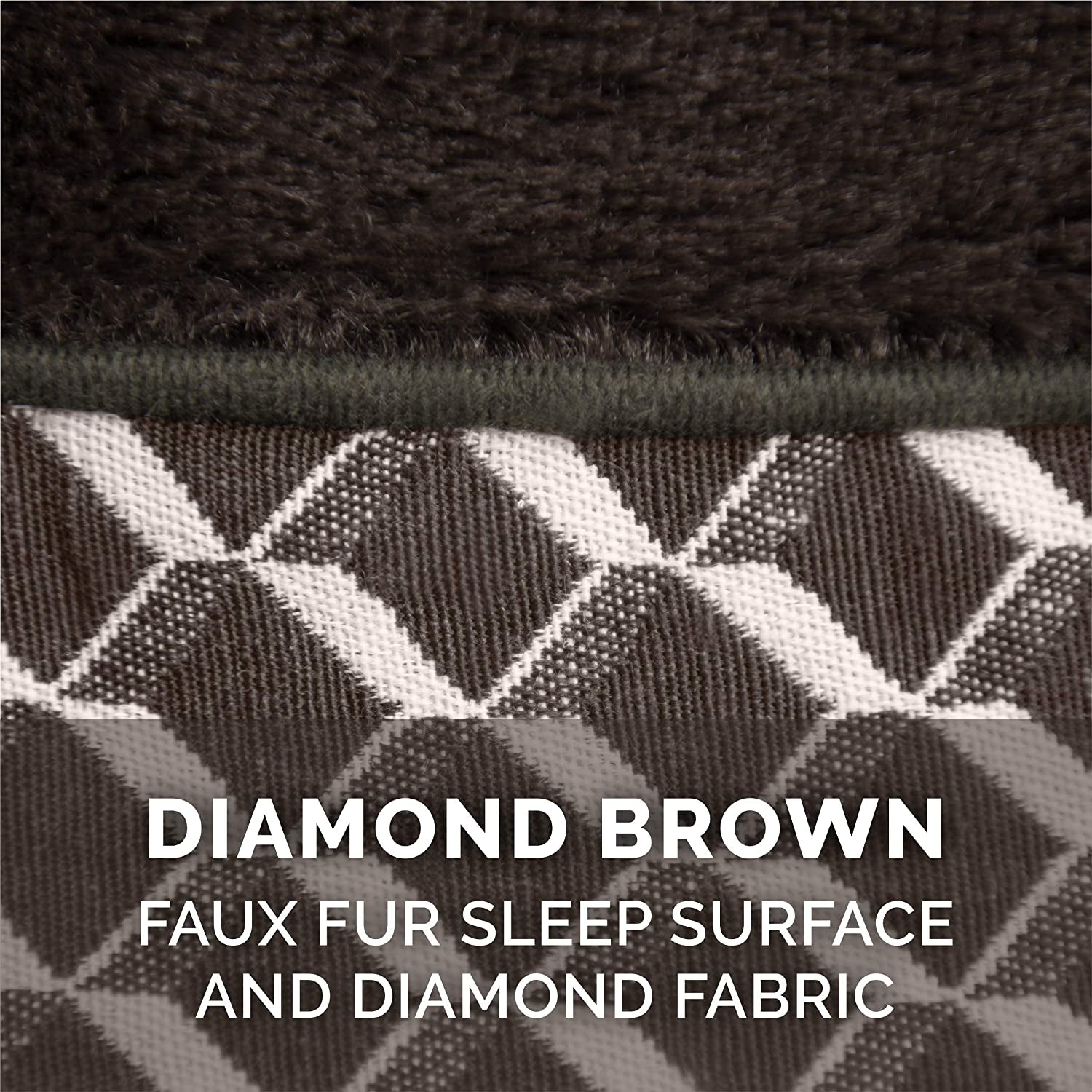 Replacement Pet Bed Cover - Plush Fur and Décor Comfy Couch Washable Dog Bed Cover, Diamond Brown, Jumbo plus (Xx-Large)