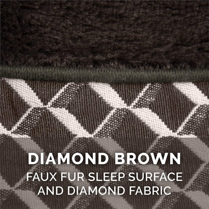 Replacement Pet Bed Cover - Plush Fur and Décor Comfy Couch Washable Dog Bed Cover, Diamond Brown, Jumbo plus (Xx-Large)