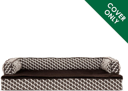 Replacement Pet Bed Cover - Plush Fur and Décor Comfy Couch Washable Dog Bed Cover, Diamond Brown, Jumbo plus (Xx-Large)