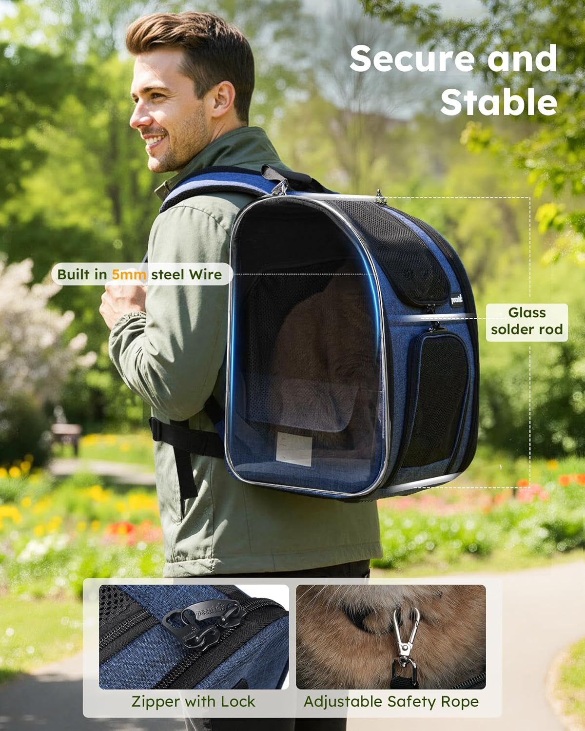 Pet Carrier Backpack, Cat Backpack Carrier, Expandable with Breathable Mesh for Small Dogs Cats, Dog Backpack Bag for Hiking Travel Camping Hold Pets up to 18 Lbs