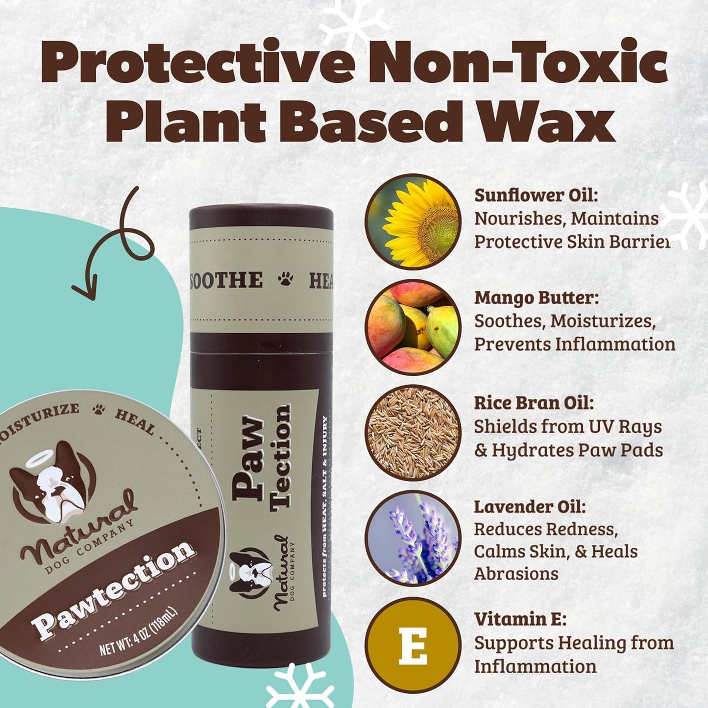 Pawtection Dog Paw Balm, Protects Paws from Hot Surfaces, Sand, Salt, & Snow, Organic, All Natural Ingredients