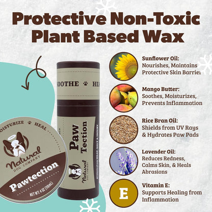 Pawtection Dog Paw Balm, Protects Paws from Hot Surfaces, Sand, Salt, & Snow, Organic, All Natural Ingredients