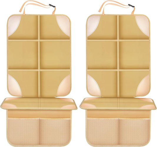 Car Seat Protector, Non-Slip Padded Backing Will Not Leave Imprint, Thickest Carseat Seat Protector for Child Car Seat 2 Pack for SUV, Sedan, Truck, Leather Car Seat 15Mm (Beige)